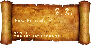 Hopp Kristóf névjegykártya